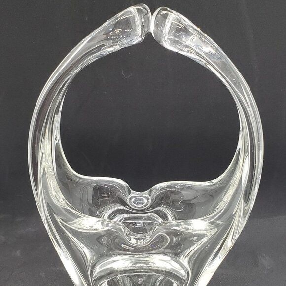 Murano Vintage MCM Clear Split Handle Art Glass Basket or Ashtray - Picture 1 of 8